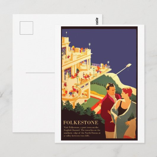 Paar bij Folkestone Beach Briefkaart (Voorkant / Achterkant)