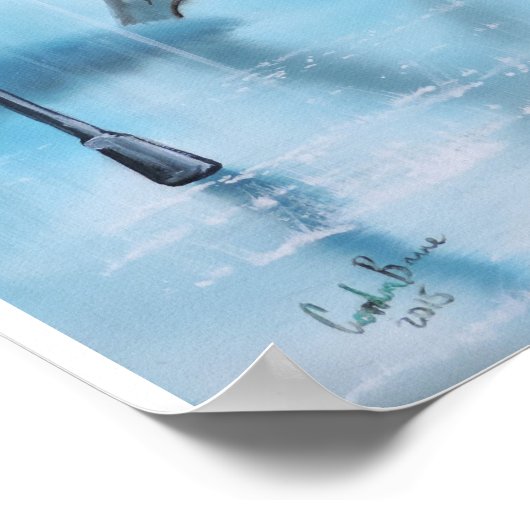 Paar bij het schilderende Poster van de Eiffeltore (Hoek)