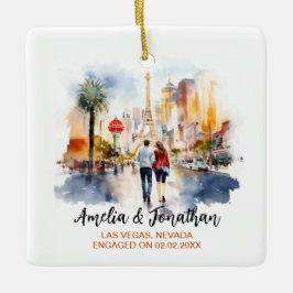Paar bij Las Vegas Nevada Waterverf Travel Keramisch Ornament