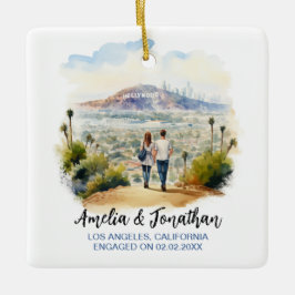 Paar bij Los Angeles California Waterverf Travel Keramisch Ornament