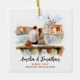 Paar bij Venetië Italië Waterverf Travel Keramisch Ornament