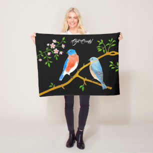 Paar Blauwe Roodstaart Zwart Fleece Deken