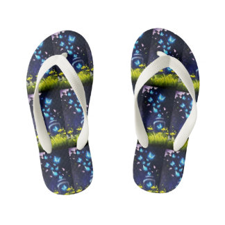 Paar Blauwe Vlinder Slippers Kinder Teenslippers