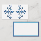 Paar blauwe vogels scroll kunst en blauwe rand visitekaartje (Voorkant / Achterkant)
