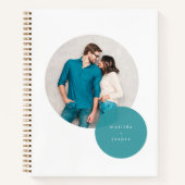 Paar Blauwgroen foto Moderne Minimale Wit Notitieboek (Voorkant)