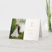 paar Bloemen Monogram Huwelijk Bedankkaart (Voorkant)