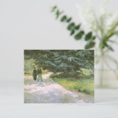 Paar & Blue Fir Tree Van Gogh Fine Art Briefkaart (Staand voorkant)