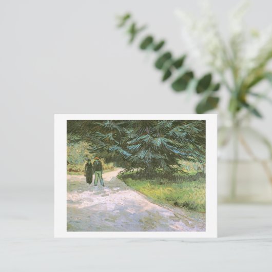 Paar & Blue Fir Tree Van Gogh Fine Art Briefkaart (Staand voorkant)
