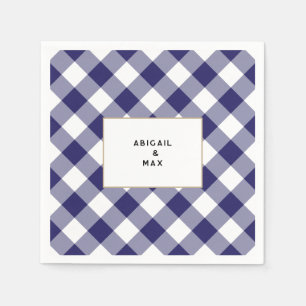 Paar Blue Gingham Couples Shower Cocktail Servet