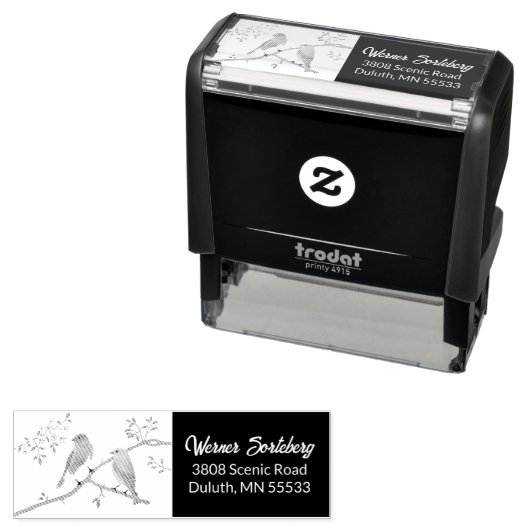 Paar Bluebirds Zelfinkt Stempel (In situ)