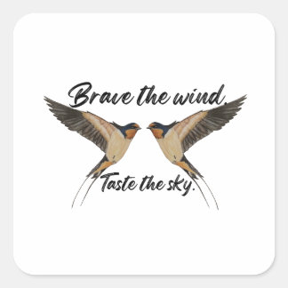 Paar Boerenzwaluwen Gedetailleerd "Tegen de Wind" Vierkante Sticker
