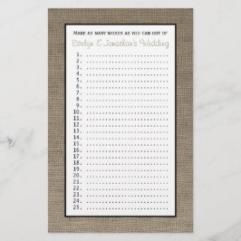 Paar Bridal Wedding Shower Games - Burlap