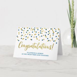 Paar bruiloft gefeliciteerd goud blauw kaart