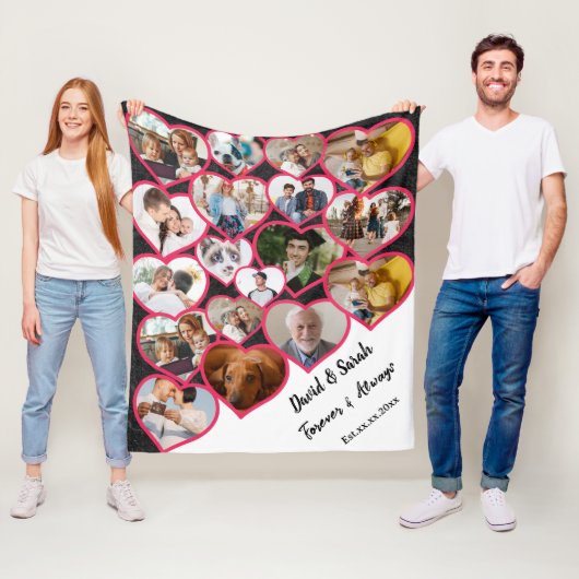 Paar Bruiloft Jubileum Foto Collage Fleece Deken (In situ)