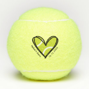 Paar-bruiloft Jubileum Hartdatum en Names Love Tennisballen