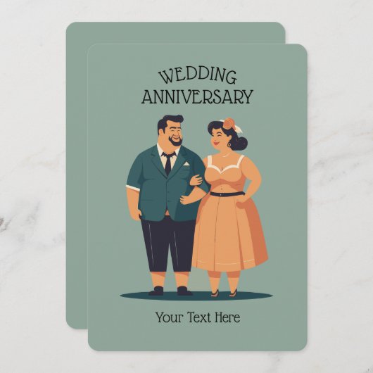 Paar bruiloft jubileum uitnodiging (Voorkant / Achterkant)