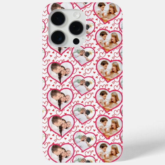 Paar bruiloft liefde 3 foto hart patroon Case-Mate iPhone case (Achterkant)