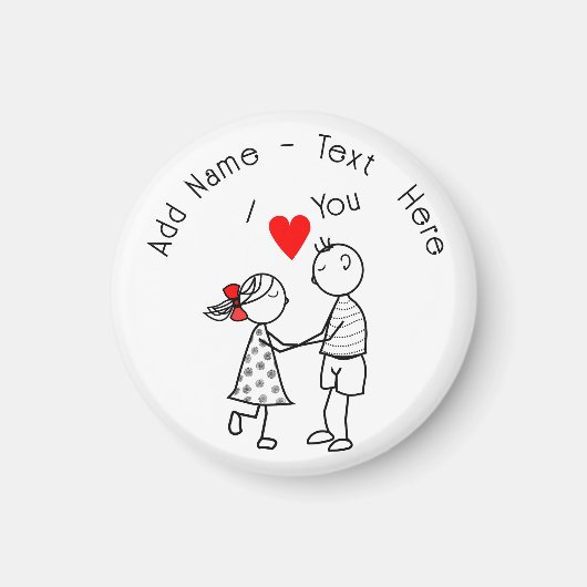 Paar bruiloft magneet en aangepaste naam - I Love  (Voorkant)