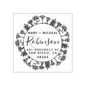 Paar bruiloft Rendement Adres legant Leaves Rubberstempel (Afrduk)