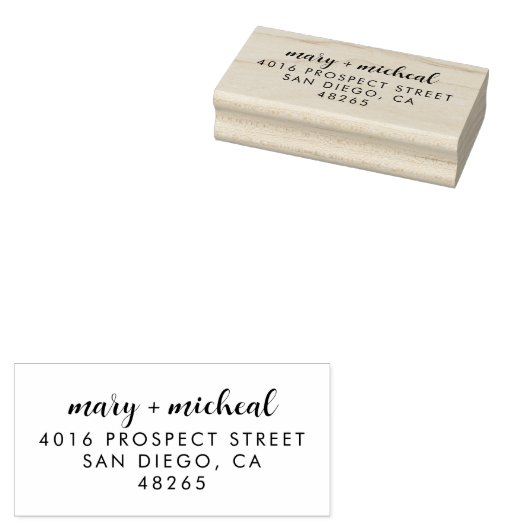 Paar bruiloft Rendingadres legant minimalist Rubberstempel (Gestempeld)
