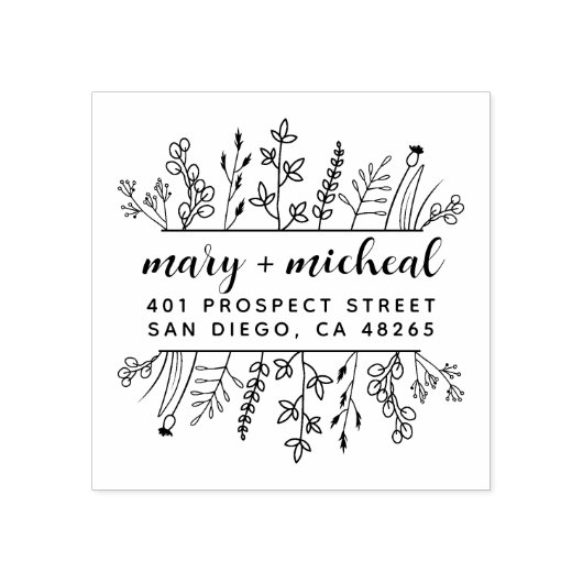 Paar bruiloft Rendingadres legant minimalist Rubberstempel (Afrduk)