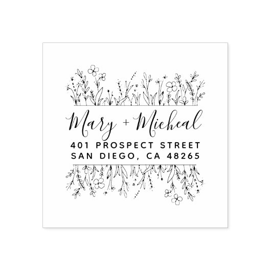 Paar bruiloft Rendingadres legant minimalist Rubberstempel (Afrduk)