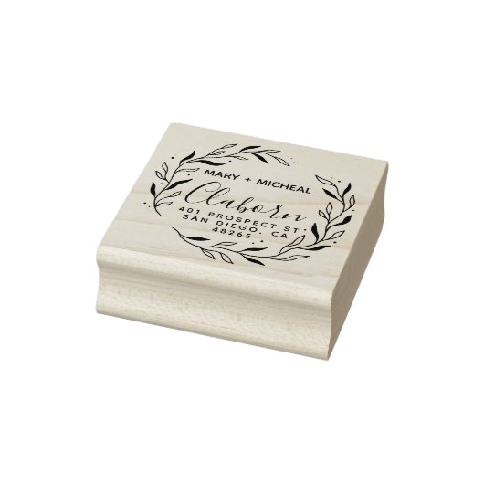 Paar bruiloft Rendingadres legant minimalist Rubberstempel (Stempel)