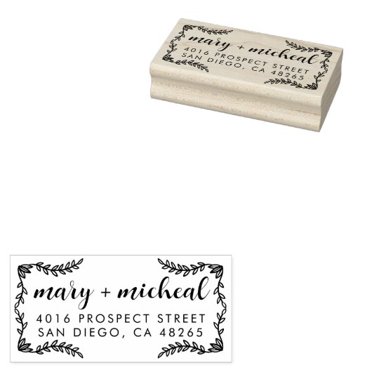 Paar bruiloft Rendingadres legant minimalist Rubberstempel (Gestempeld)