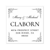 Paar bruiloft Rendingadres legant minimalist Zelfinktende Stempel (Design)