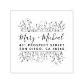 Paar bruiloft Rendingadres legant minimalist Zelfinktende Stempel (Design)