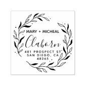 Paar bruiloft Rendingadres legant minimalist Zelfinktende Stempel (Design)