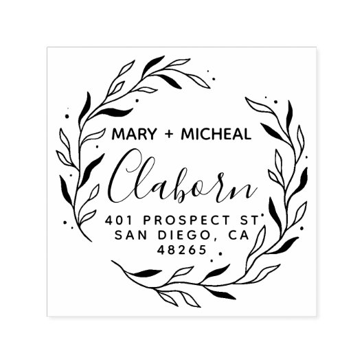 Paar bruiloft Rendingadres legant minimalist Zelfinktende Stempel (Design)