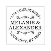 Paar Bruiloft Ronde Naam Retouradres Monogram Zelfinktende Stempel (Design)