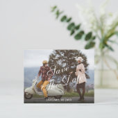 paar bruiloft save the date briefkaart (Staand voorkant)