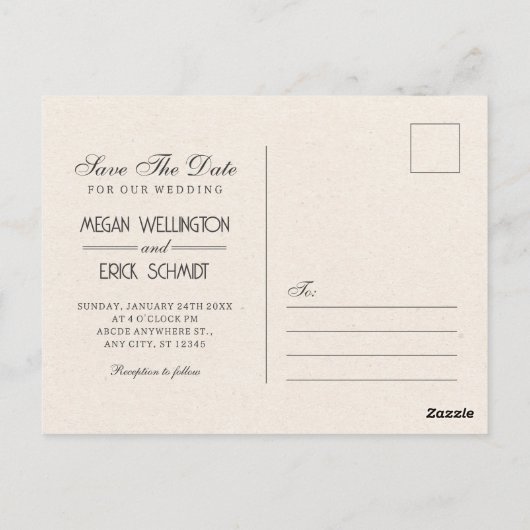 paar bruiloft save the date briefkaart (Achterkant)
