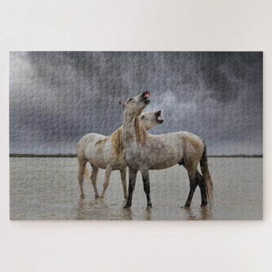 Paar Camargue hengsten, Zuid-Frankrijk Legpuzzel (Horizontaal)