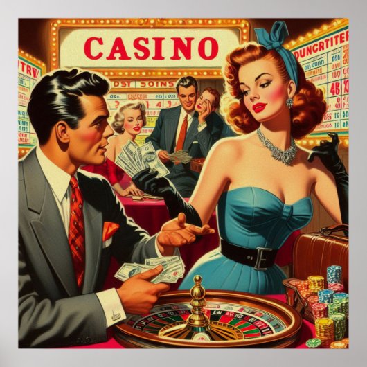  Paar Casino Illustratie Poster (Voorkant)