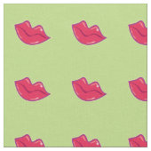 Paar Cherry Red Lips Tiled Pattern Stof (Close Up)