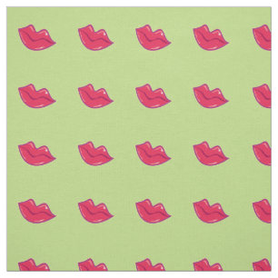 Paar Cherry Red Lips Tiled Pattern Stof