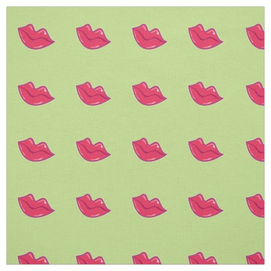 Paar Cherry Red Lips Tiled Pattern Stof (Swatch)