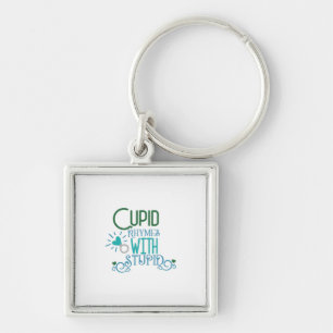 Paar-Cupid-hartritmes met staartje Sleutelhanger