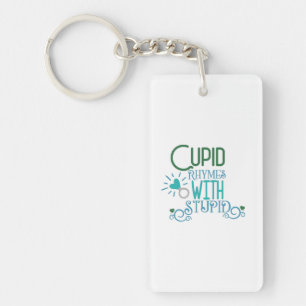 Paar-Cupid-hartritmes met staartje Sleutelhanger