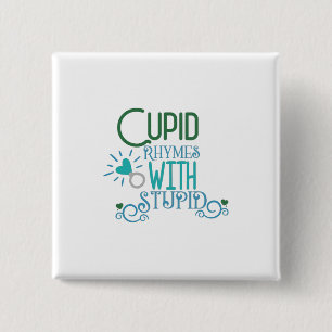Paar-Cupid-hartritmes met staartje Vierkante Button 5,1 Cm