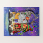 Paar Cute Gnomes die vrolijk kerstlied zingen Legpuzzel (Horizontaal)