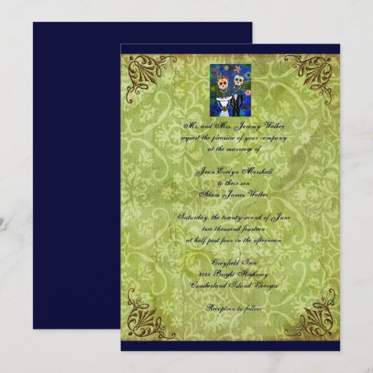 Paar Dag van de uitnodiging voor een dodenhuwelijk (Voorkant / Achterkant)