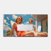 Paar dames op een Miami zonnedek Bureaumat (Keyboard & Muis)