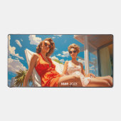 Paar dames op een Miami zonnedek Bureaumat (Voorkant)