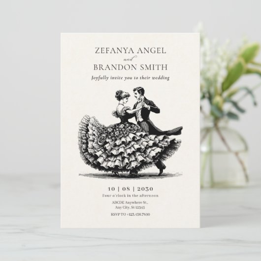 paar dansen bruiloft kaart (Staand voorkant)