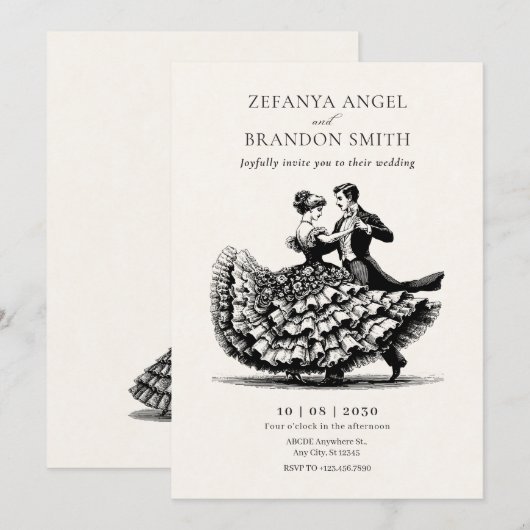 paar dansen bruiloft kaart (Voorkant / Achterkant)