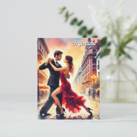 Paar dansen in de tango in Argentinië Briefkaart (Staand voorkant)